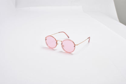 Vintage Round Tinted Sunglasses with Gold Metal Frames SK10481
