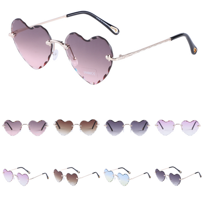 Vintage-Inspired Gradient Heart Sunglasses with Scalloped Lens Detail SK10490