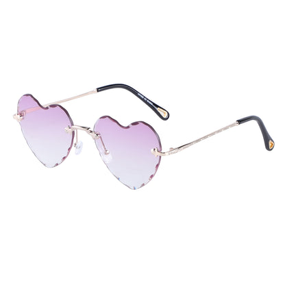 Vintage-Inspired Gradient Heart Sunglasses with Scalloped Lens Detail SK10490