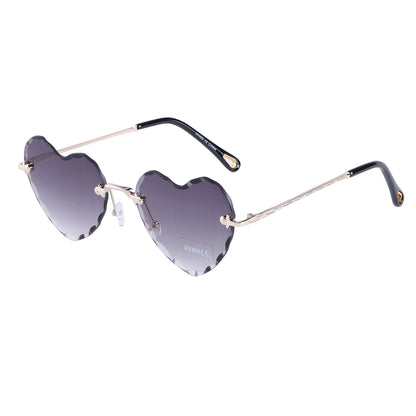 Vintage-Inspired Gradient Heart Sunglasses with Scalloped Lens Detail SK10490