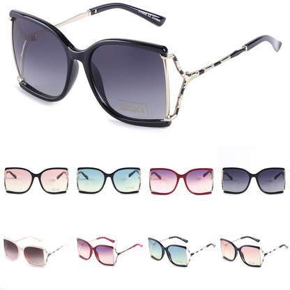 Butterfly Designer Sunglasses with Cut-out Metal Temples with Patterns SK10582