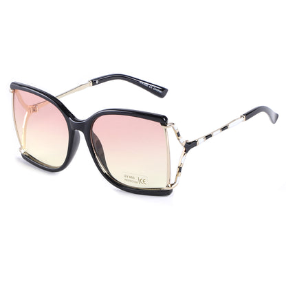 Butterfly Designer Sunglasses with Cut-out Metal Temples with Patterns SK10582