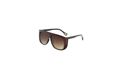Retro Square Shield Sunglasses with Flat Top Brow & Side Cut-Outs SK10585