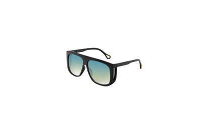 Retro Square Shield Sunglasses with Flat Top Brow & Side Cut-Outs SK10585