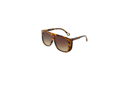 Retro Square Shield Sunglasses with Flat Top Brow & Side Cut-Outs SK10585