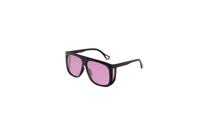 Retro Square Shield Sunglasses with Flat Top Brow & Side Cut-Outs SK10585