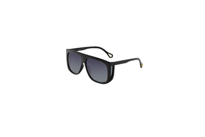 Retro Square Shield Sunglasses with Flat Top Brow & Side Cut-Outs SK10585