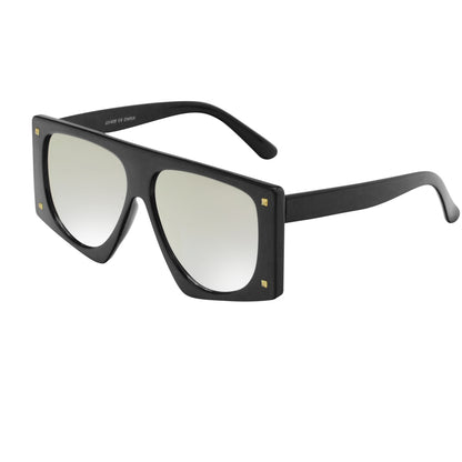 Oversized Square Flat Top Sunglasses with Gold Stud Accents SK10631