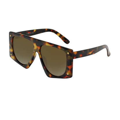 Oversized Square Flat Top Sunglasses with Gold Stud Accents SK10631