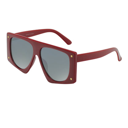 Oversized Square Flat Top Sunglasses with Gold Stud Accents SK10631