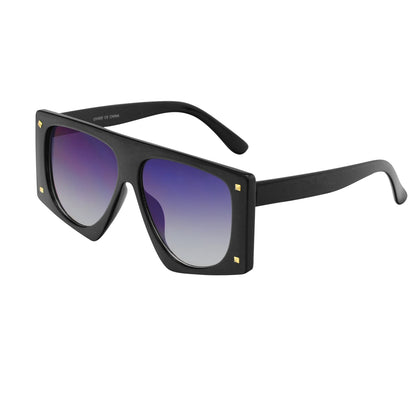 Oversized Square Flat Top Sunglasses with Gold Stud Accents SK10631