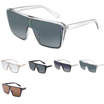 Modern Retro Square Shield Sunglasses with Flat Top Oversized Frames SK10632