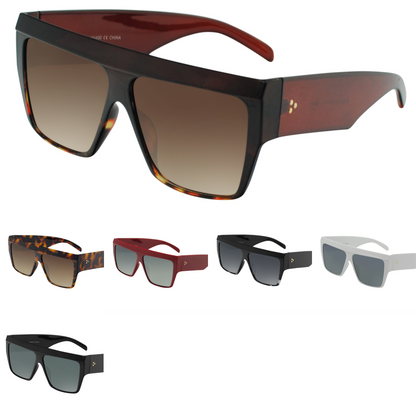 Thick Frame Square Flat-Top Sunglasses with Triple Dot Detail SK10633