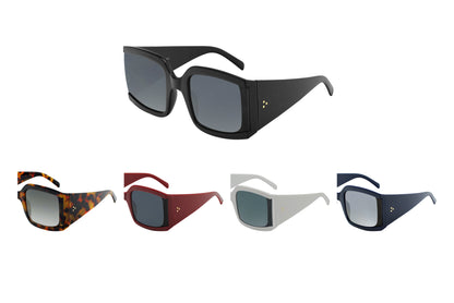 Women's Oversized Statement Square Sunglasses with Thick Frame and Triple Stud Detail SK10635