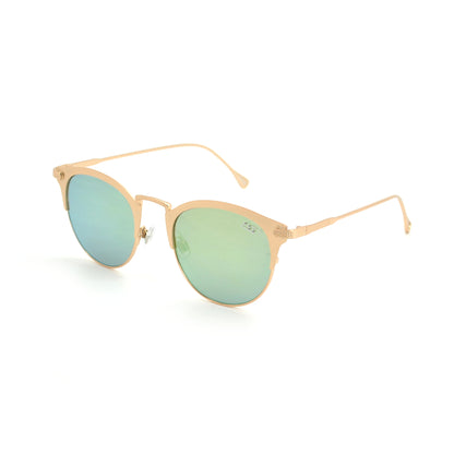 Unisex Retro Round Metal Mirror Sunglasses with Semi-Rimless Frame SS10124