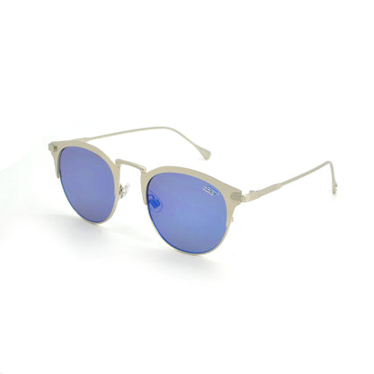 Unisex Retro Round Metal Mirror Sunglasses with Semi-Rimless Frame SS10124