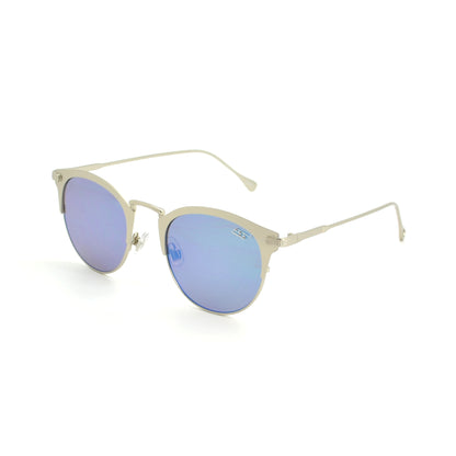 Unisex Retro Round Metal Mirror Sunglasses with Semi-Rimless Frame SS10124