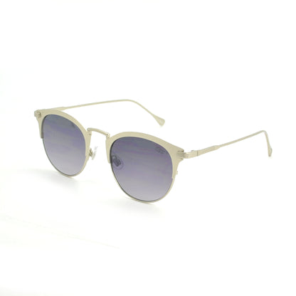 Unisex Retro Round Metal Mirror Sunglasses with Semi-Rimless Frame SS10124
