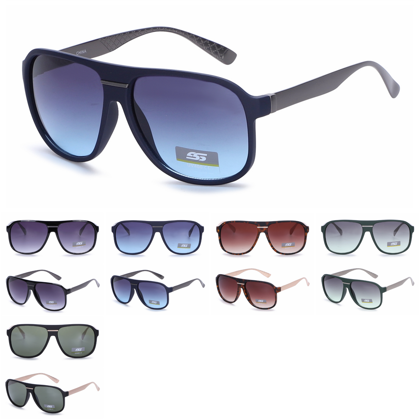 Matte-Finish Navigator Aviator Sunglasses with Gradient Lenses SS10495