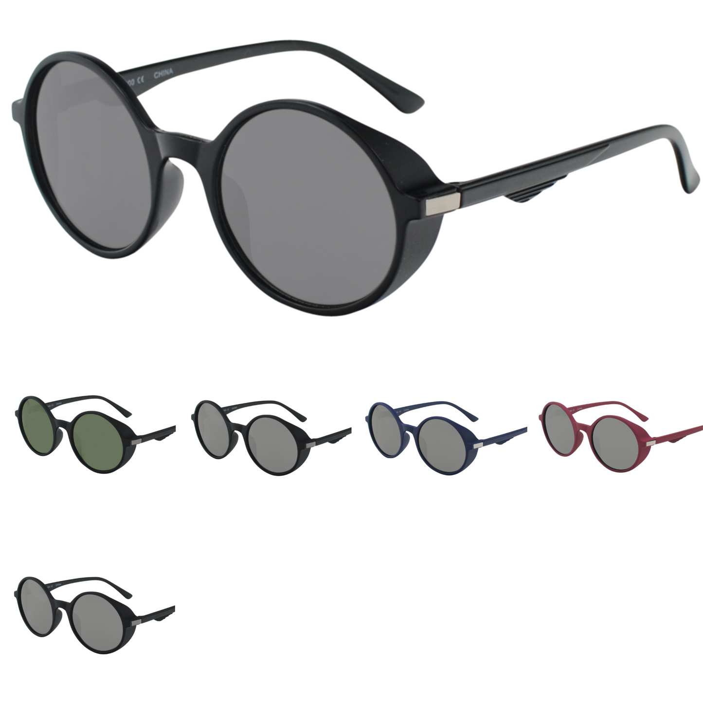 Retro Round Steampunk Sunglasses with Side Shields with UV400 Protection SS10533