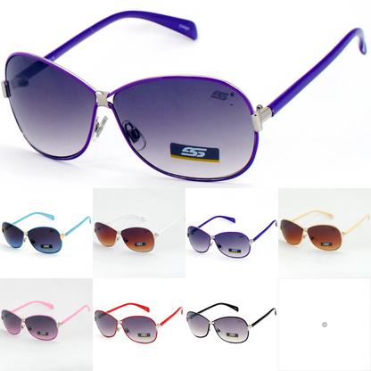 Women's Sports Butterfly Sunglasses with Metal Frame and Gradient Lens SS8065