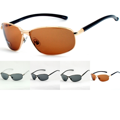 Men's Semi-Rimless Metal Wrap Polarized Sunglasses for Outdoor Performance SS8073-PL