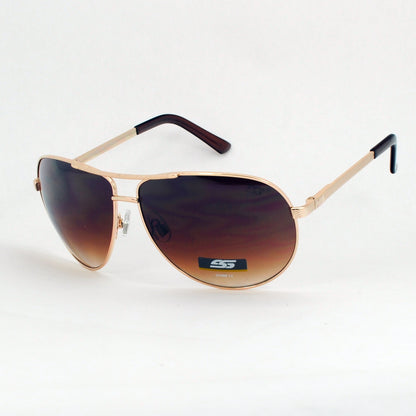 Classic Metal Aviator Sunglasses with Textured Brow Bar and Temples SS8091