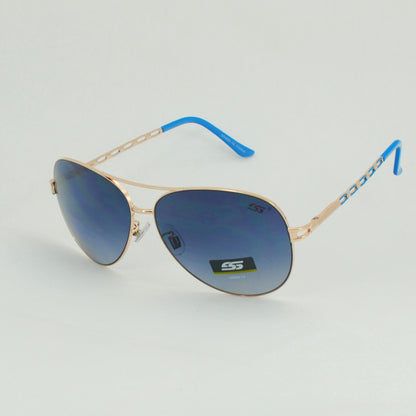 Chain-Link Temple Aviators with Colored Accent Tips and Gradient Lens SS8097