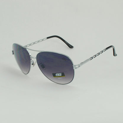 Chain-Link Temple Aviators with Colored Accent Tips and Gradient Lens SS8097