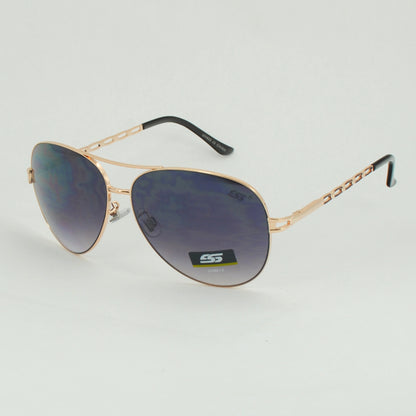 Chain-Link Temple Aviators with Colored Accent Tips and Gradient Lens SS8097