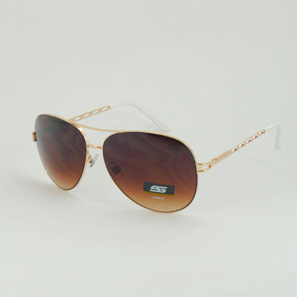 Chain-Link Temple Aviators with Colored Accent Tips and Gradient Lens SS8097