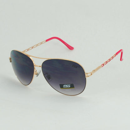 Chain-Link Temple Aviators with Colored Accent Tips and Gradient Lens SS8097