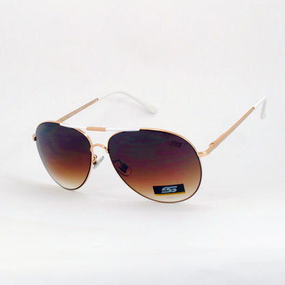 Classic Metal Aviator Sunglasses with Gradient UV400 Lenses and Accent Tips SS8099
