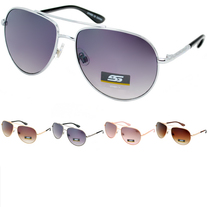 Classic Aviator Sunglasses with Gradient Lenses and Metal Temple Detailing SS8107