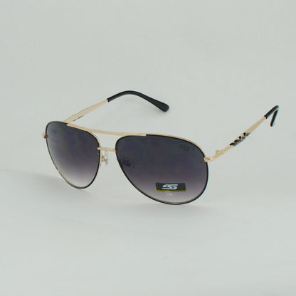 Slim-Frame Aviator Sunglasses with Patterned Temples & Gradient Tint SS8121
