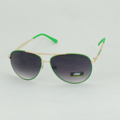 Slim-Frame Aviator Sunglasses with Patterned Temples & Gradient Tint SS8121