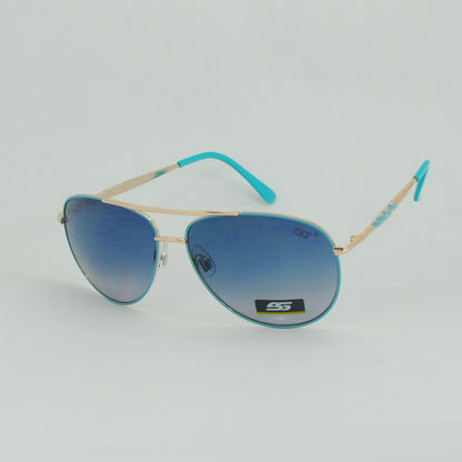 Slim-Frame Aviator Sunglasses with Patterned Temples & Gradient Tint SS8121