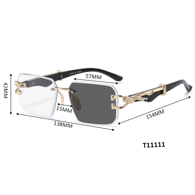 Rimless Photochromic Transition Sunglasses with Detailed Side Temples T11111