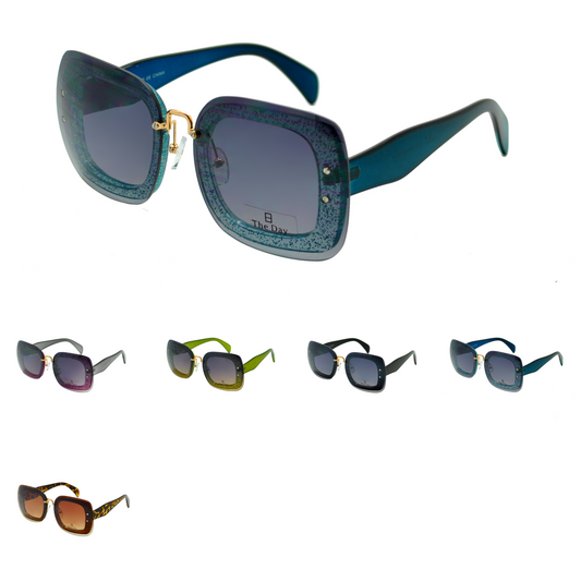 Modern Oversized Square Sunglasses with Glitter Accents TD10153