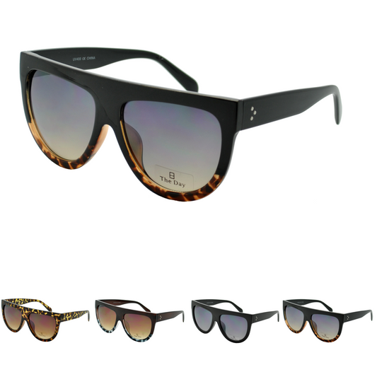 Flat Top Sunglasses with Gradient Lens & Triple-Dot Detail TD10154