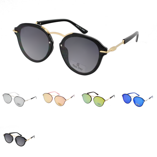 Mirrored Flat Lens Sunglasses with Temple Accents TD10161