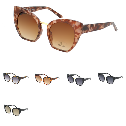 Modern Cat-Eye Sunglasses with Gradient Lens and Gold Bridge TD10273