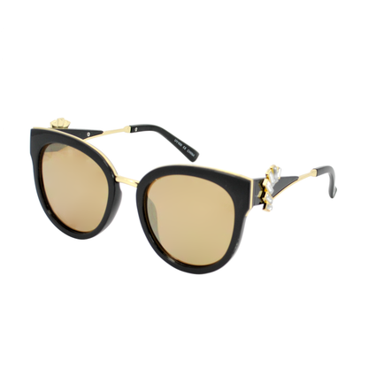 Cat-Eye Sunglasses with Crystal Accents & Gold Bridge TD10277