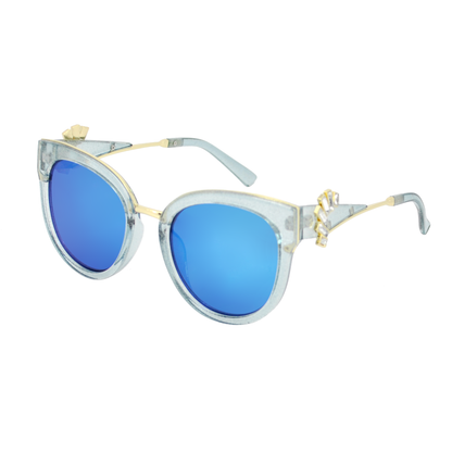 Cat-Eye Sunglasses with Crystal Accents & Gold Bridge TD10277