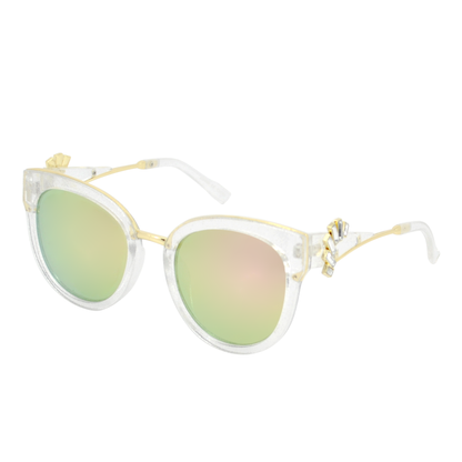 Cat-Eye Sunglasses with Crystal Accents & Gold Bridge TD10277