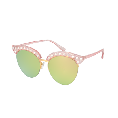 Vintage Cat-Eye Sunglasses with Pearl Accents and Gradient Lens TD10282
