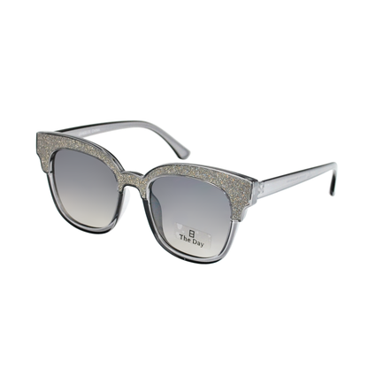 Cat-Eye Sunglasses with Glitter Brow Accent & Gradient Lens TD10306