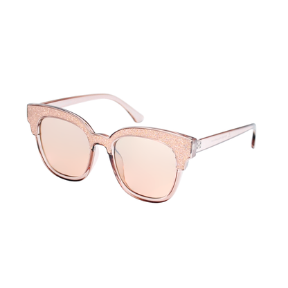 Cat-Eye Sunglasses with Glitter Brow Accent & Gradient Lens TD10306