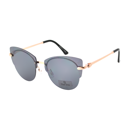 Rimless Cat-Eye Sunglasses with Mosaic Pattern Etched Detail TD10325