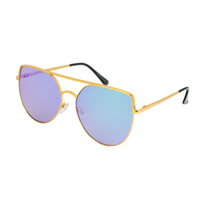 Modern Cat-Eye Brow Bar Aviators with Iridescent Mirror Lenses TD10326